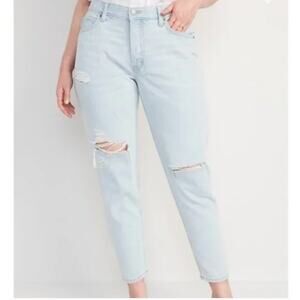 Old Navy Jeans Mid-Rise Slouchy Taper Light Wash NWT Size 26 Plus Blue Denim